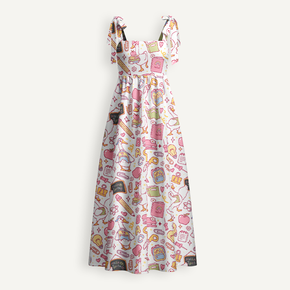 Silly Goose For Summer Teacher Tie Shoulder Dress