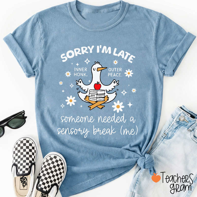 Sorry I'm Late Someone Needed A Sensory Break Teacher T-Shirt