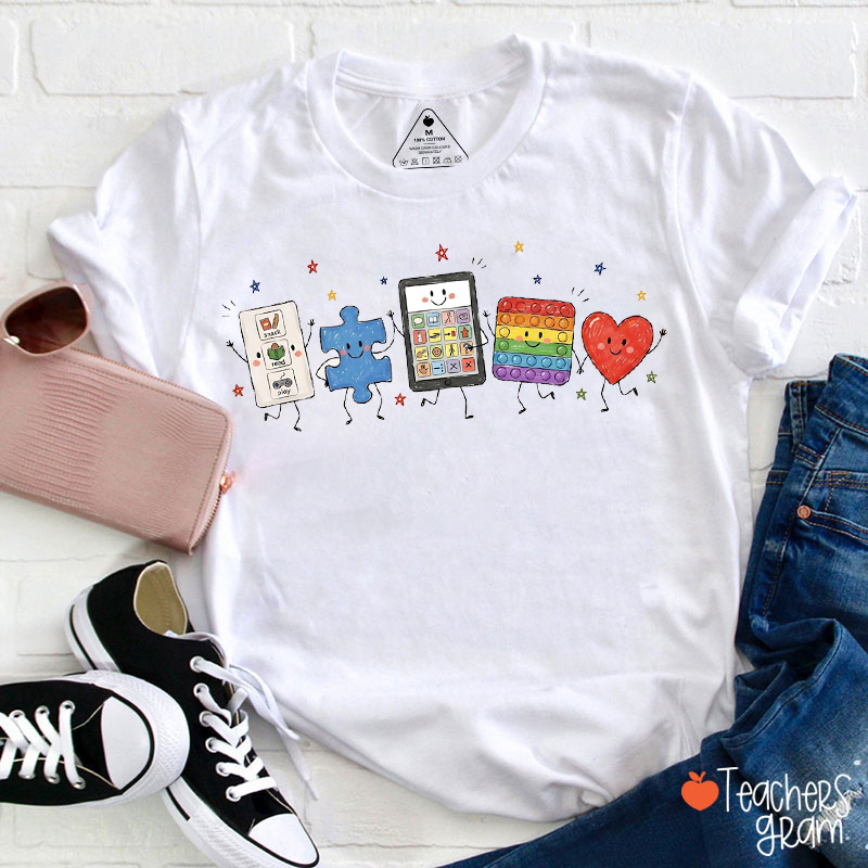 Special Education Fidget Toy Cartoon Teacher T-Shirt