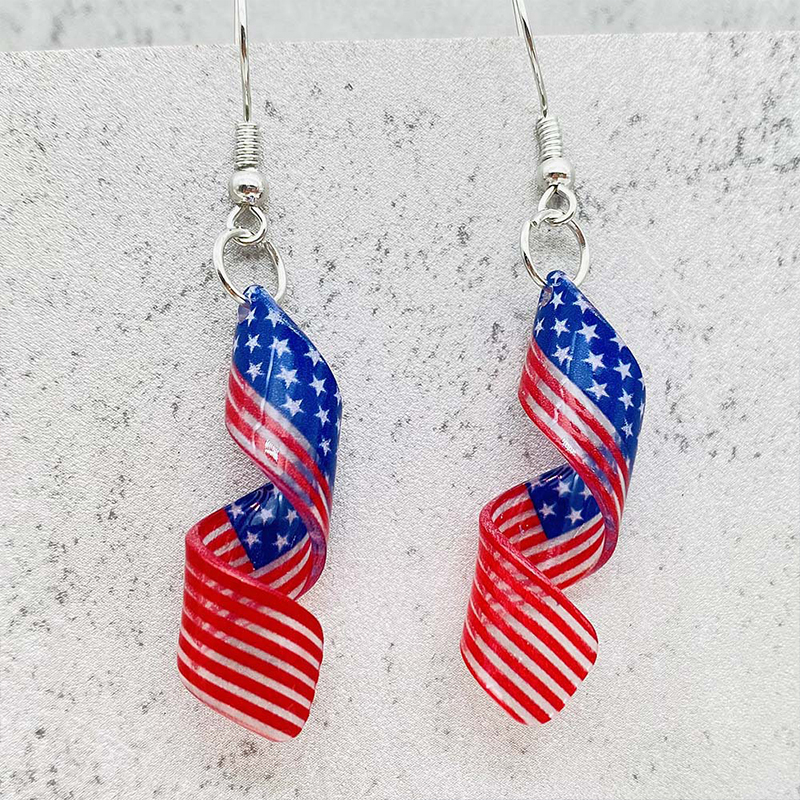 Spiral American Teacher Acrylic Earrings