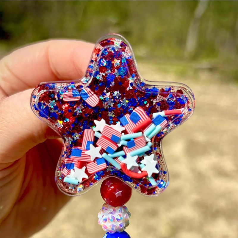 Star 4th Of July Shaker Teacher Badge Reel