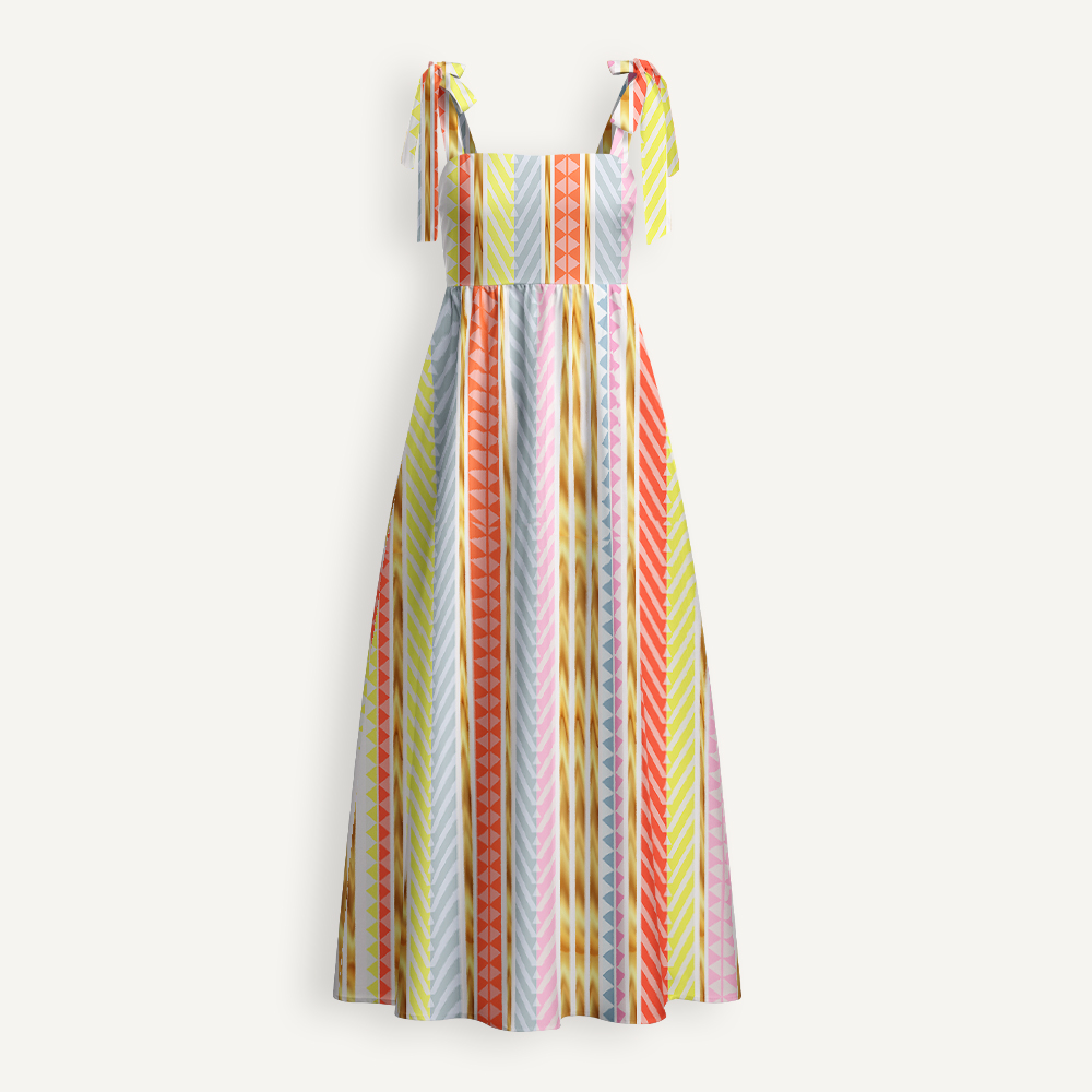 Sunset Stripe Teacher Tie Shoulder Dress