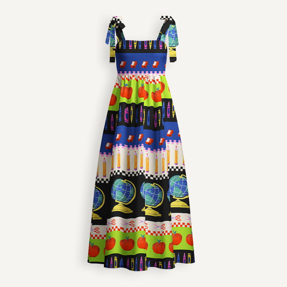 Surrounded By Teaching Materials Teacher Tie Shoulder Dress