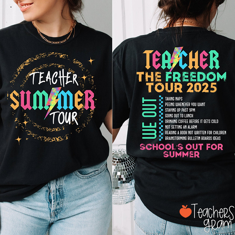 Teacher Summer Tour Teacher Two Sided T-Shirt