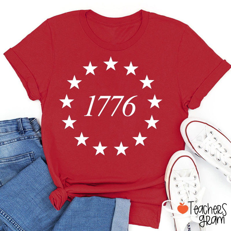 The Stars 1776 Independence Teacher T-Shirt