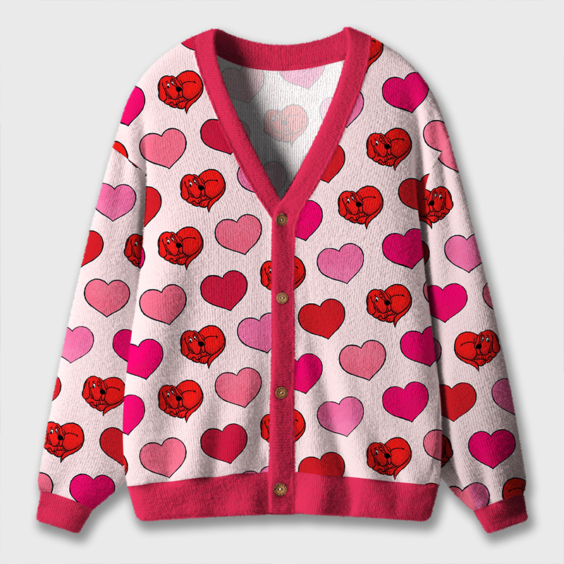 The Big Red Dog Love Teacher Ugly Cardigan Sweaters
