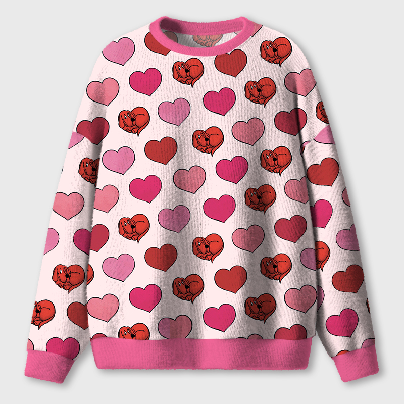 The Big Red Dog Love Teacher Ugly Fluffy Christmas Sweater