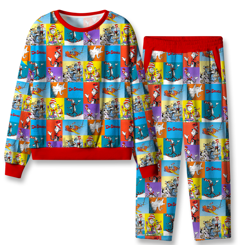 The Cat's Daily Routine Teacher Flannel Pajama Set