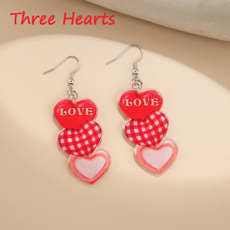 Red Heart Valentine's Day Teacher Acrylic Earrings