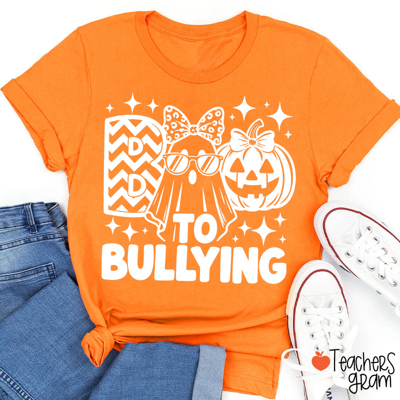 To Bullying Ghost Pumpkin Teacher T-Shirt