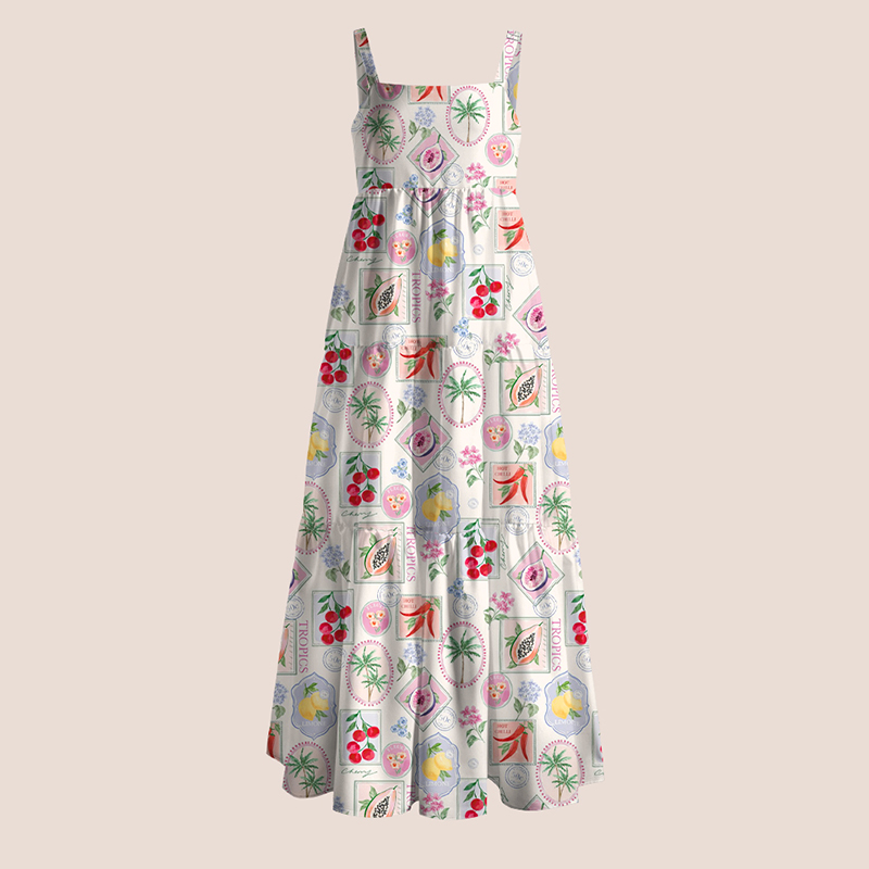Tropics Fruits Teacher Slip Dress