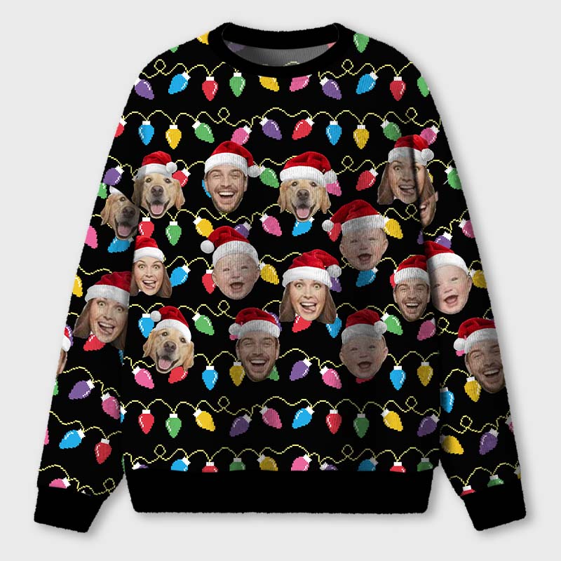 Personalized Photo Christmas Family Teacher Ugly Fluffy Christmas Sweater
