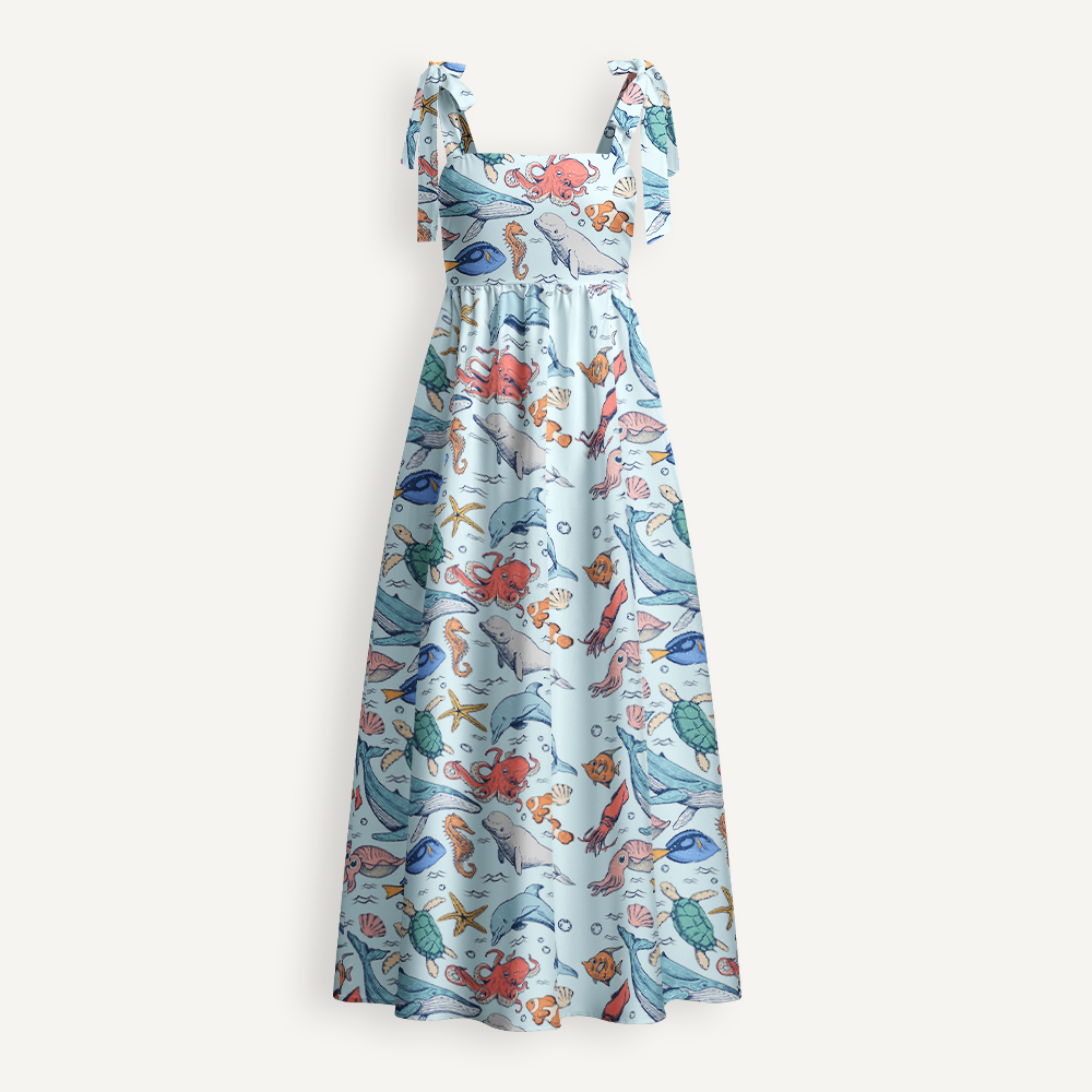 We Are Different But We All Swim Together Tie Shoulder Dress