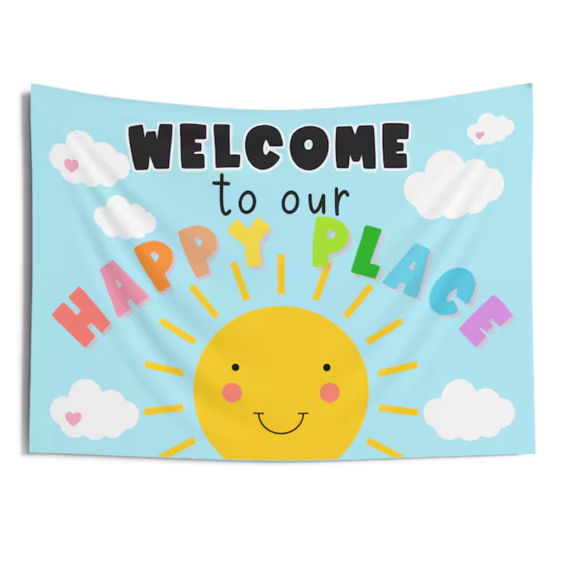 Welcome To Our Happy Place Teacher Classroom Tapestry