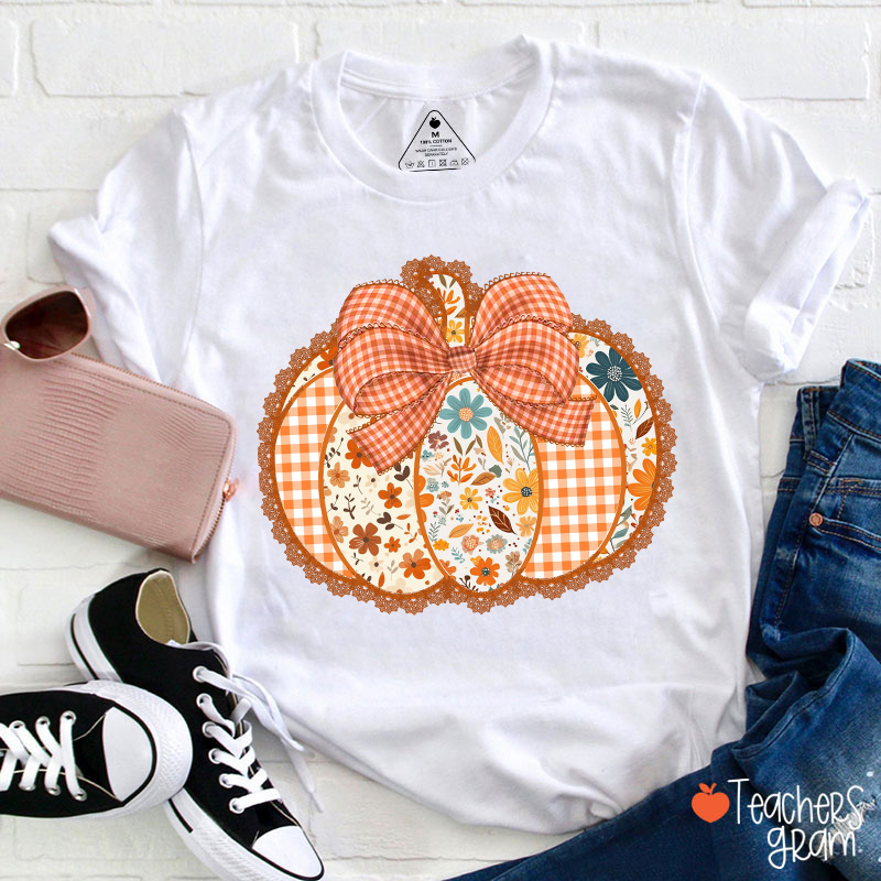 Patchwork Pumpkin Teacher T-Shirt