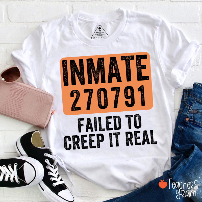 Personalized Spooky Inmate Mugshot Graphics Teacher T-Shirt