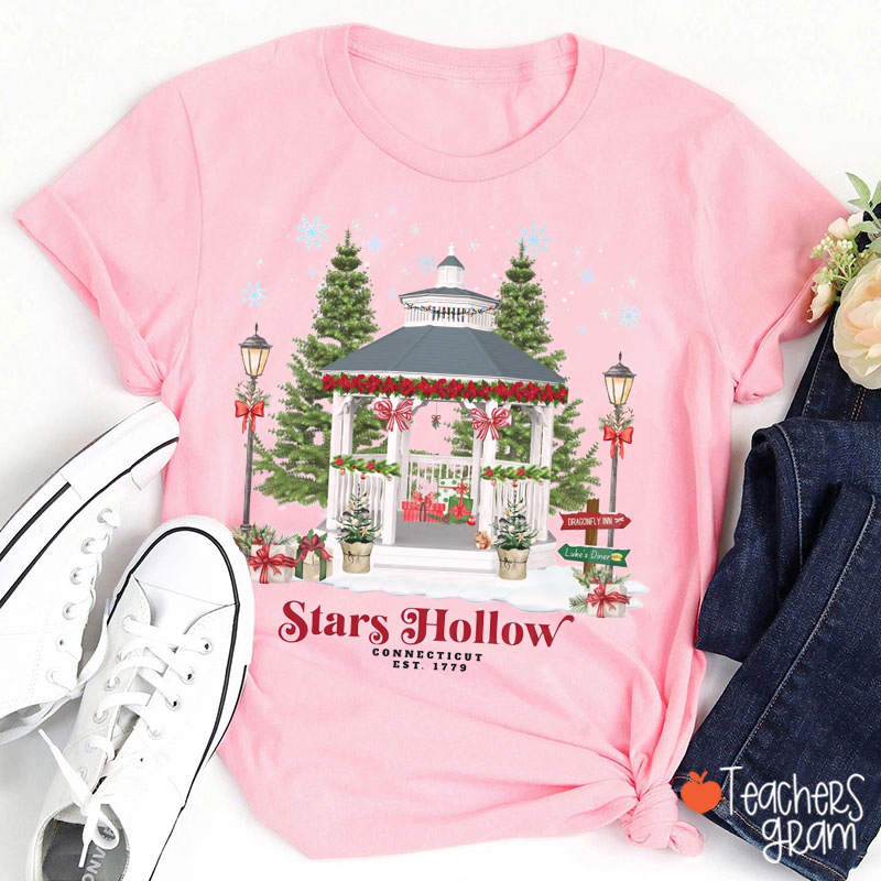 Winter Gazebo Stars Hollow Teacher T-Shirt