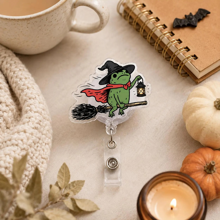 Witch Frog Teacher Badge Reel