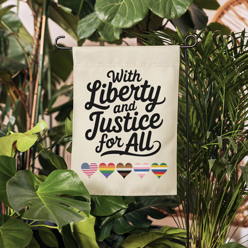 With Liberty And Justice For All Teacher Garden Flag