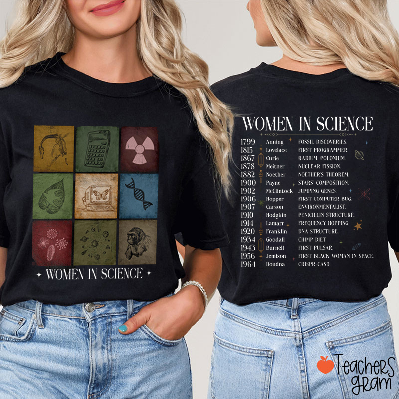 Women In Science Teacher Two Sided T-Shirt