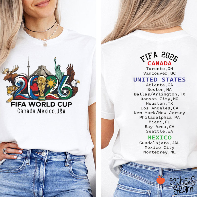 World Cup Canada Mexico USA Teacher Two Sided T-Shirt