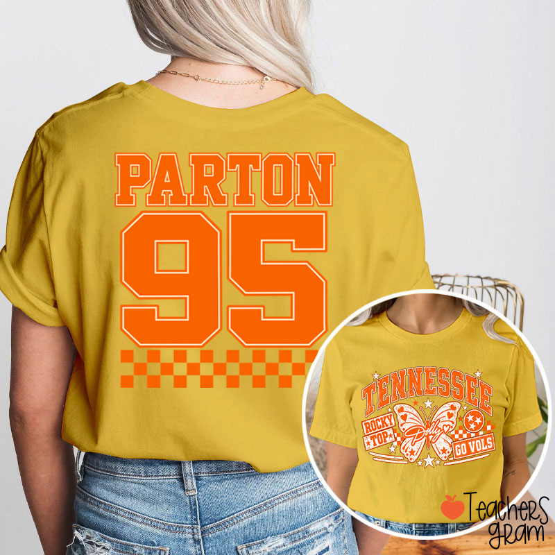   Rocky Top Dolly Go Vols Butterfly  Teacher Two Sided T-Shirt