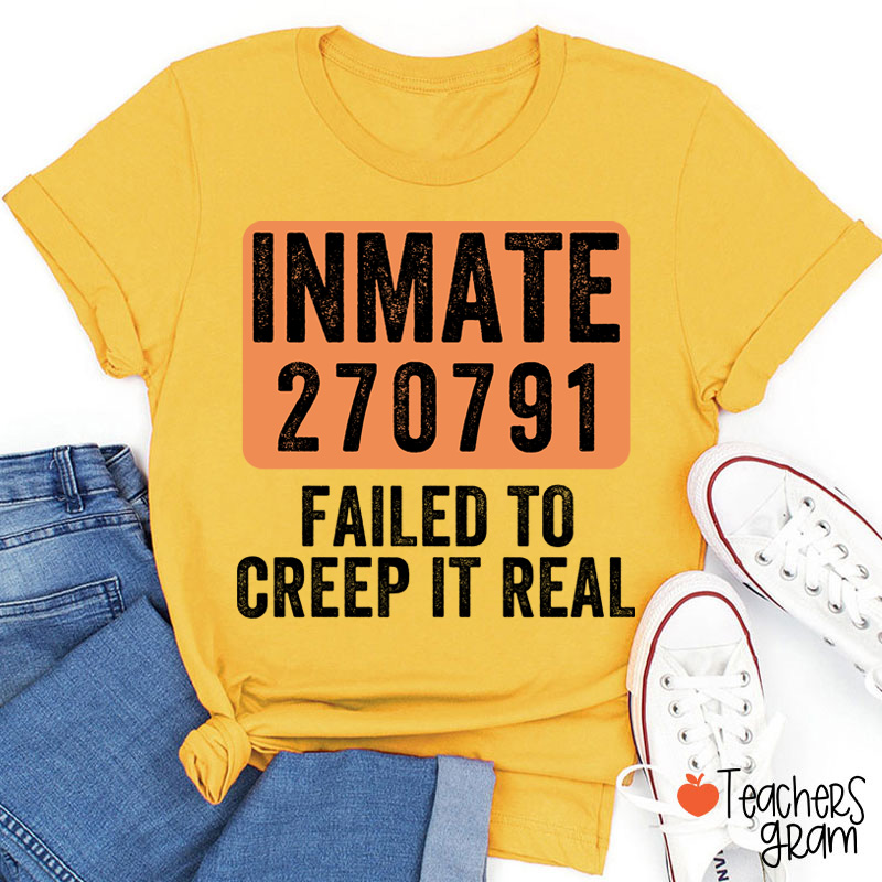 Personalized Spooky Inmate Mugshot Graphics Teacher T-Shirt
