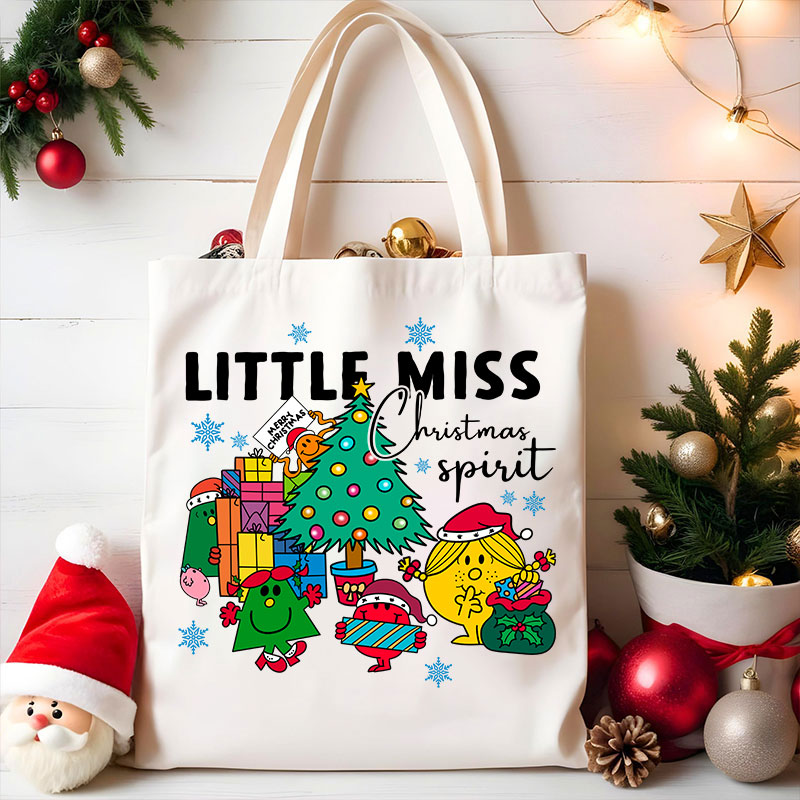 Little Miss Christmas Spirit Christmas Tree Teacher Tote Bag