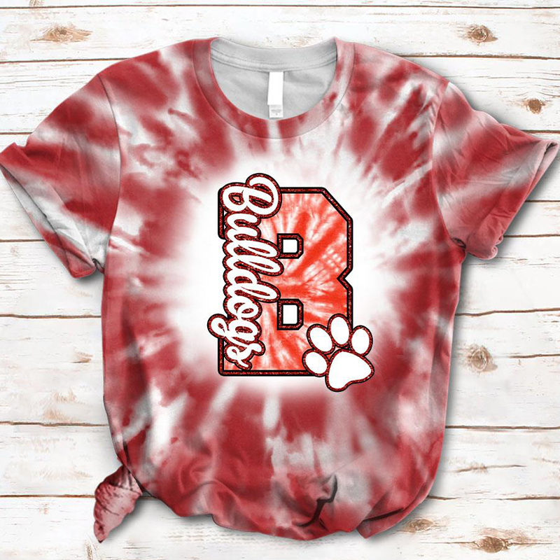 Personalized School Mascot Paw All Over Teacher Printed T-Shirt