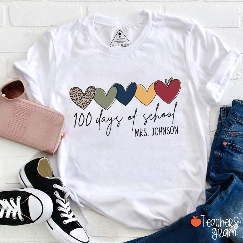 Personalized Name 100 Days Teacher T-Shirt