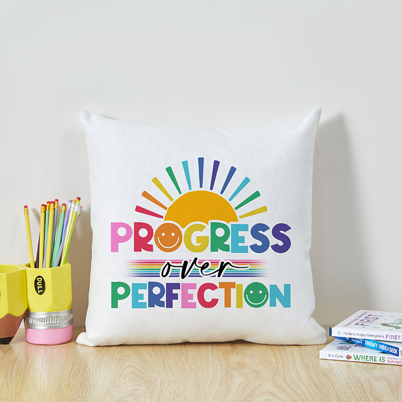 Progress Over Perfection Teacher Cushion