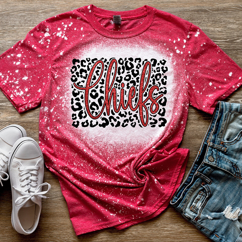 Personalized Leopard Team Spirit Bleached Teacher Printed T-Shirt