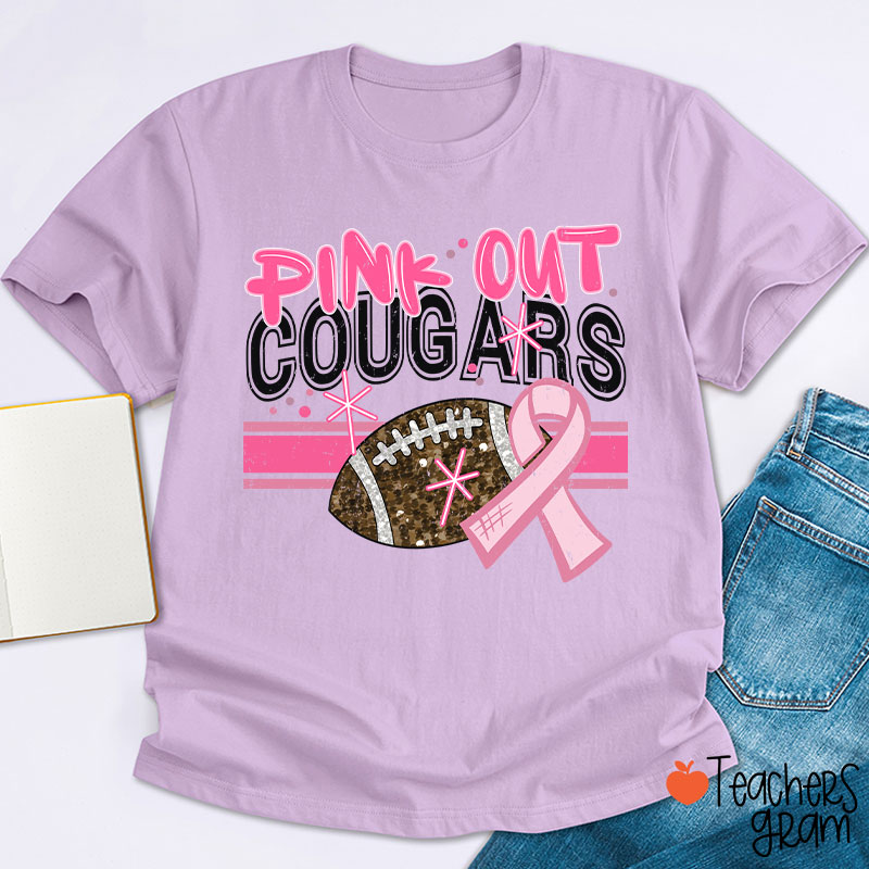 Personalized Mascot And Sport Pink Out Teacher T-Shirt