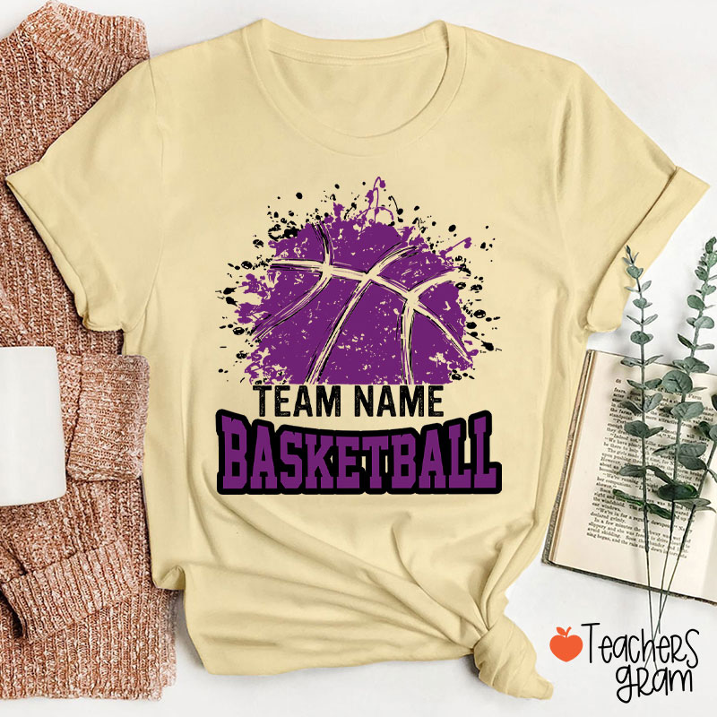 Personalized Team Name And Sport Splash Effect Teacher T-Shirt