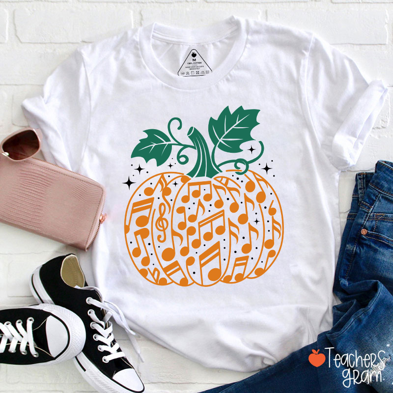 Music Note Pumpkin Teacher T-Shirt