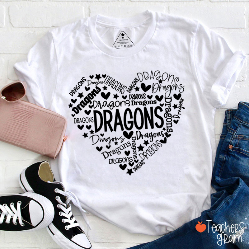 Personalized Mascot Heart Teacher T-Shirt
