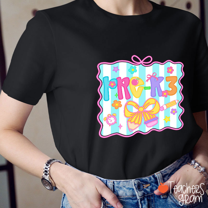 Personalized Grade Bow Tie Board Teacher T-Shirt