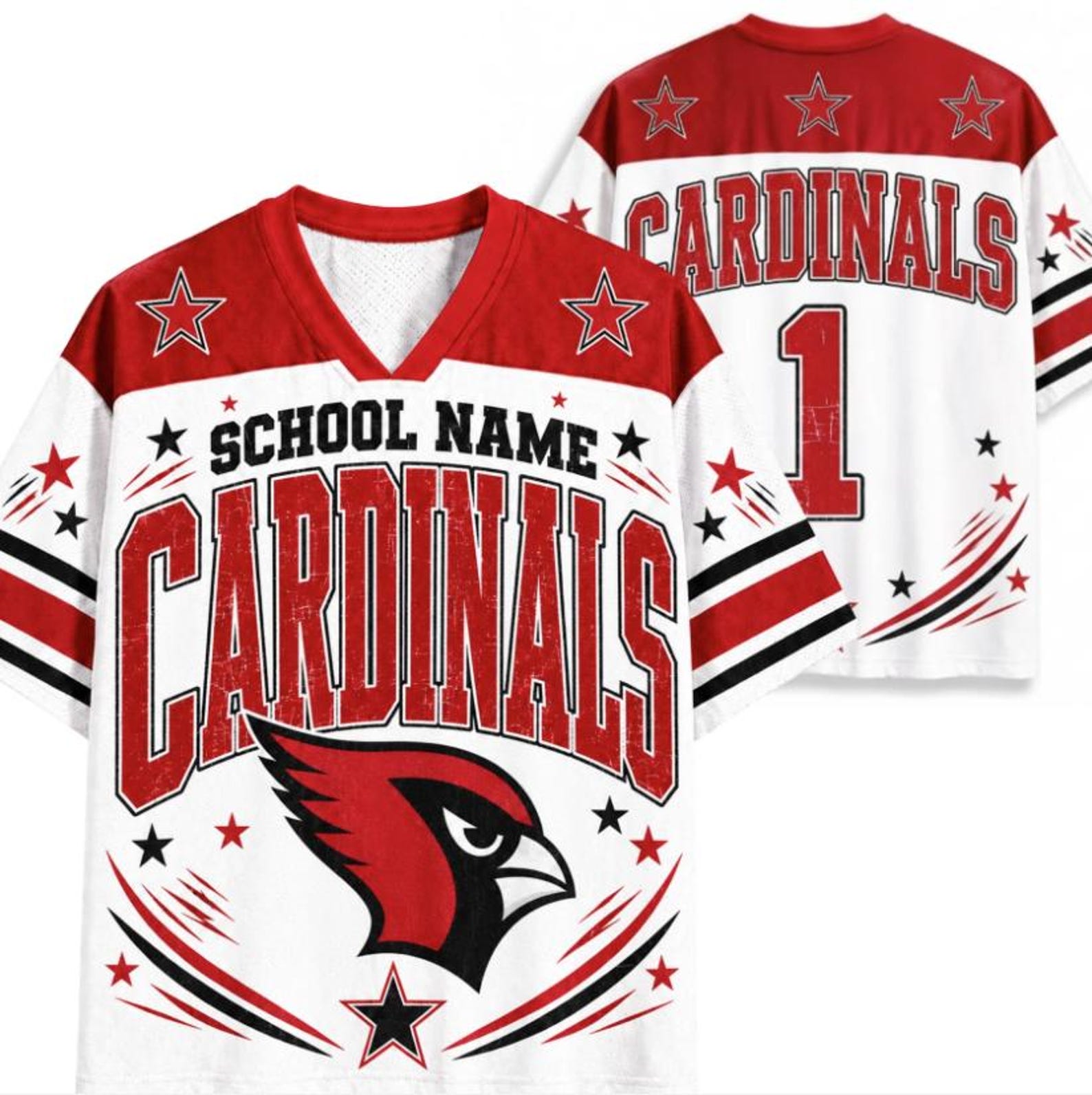 Personalized School Mascot Vintage Star Teacher Mesh Jersey