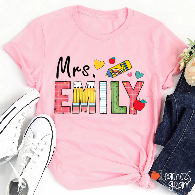 Personalized Name Back To School Teacher T-Shirt