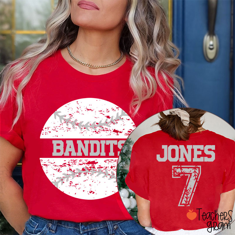 Personalized Baseball With Your Team Teacher Two Sided T-Shirt