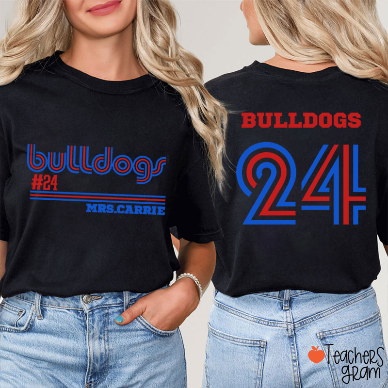Personalized Mascot Name Game Day Teacher Two Sided T-Shirt