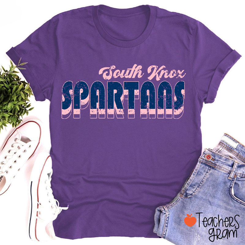 Personalized Mascot And School Name Distressed Retro Spirit Teacher T-Shirt