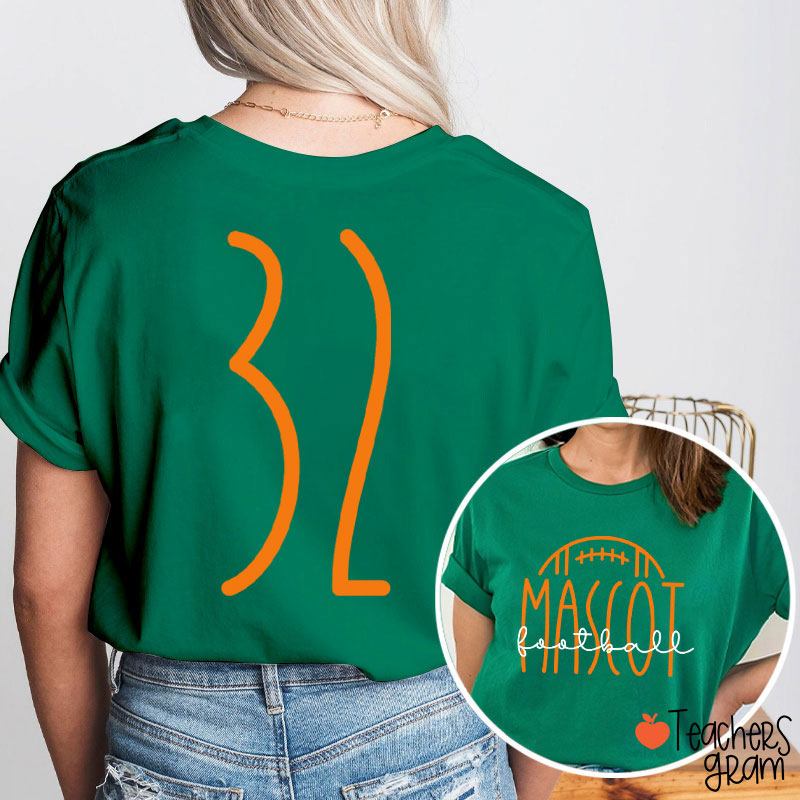 Personalized Mascot And Sport Simple Font Design Teacher Two Sided T-Shirt