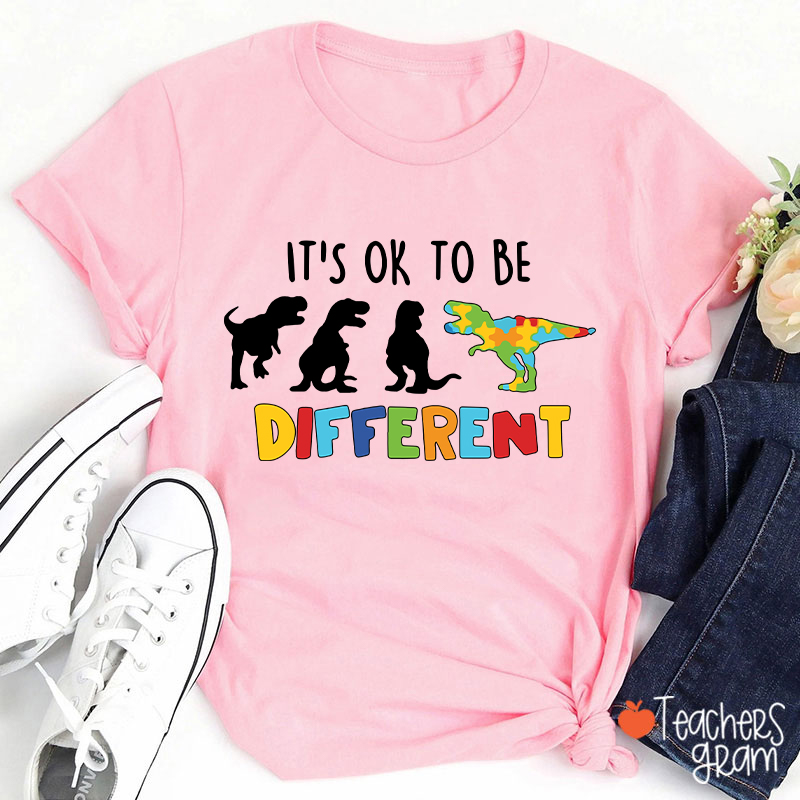 Dinosaur It's Ok To Be Different Teacher T-Shirt