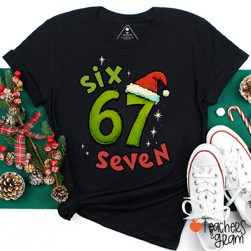 Six Seven Trending Christmas Teacher T-Shirt
