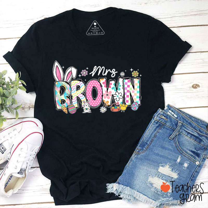 Personalized Easter Alphabet Name Teacher T-Shirt