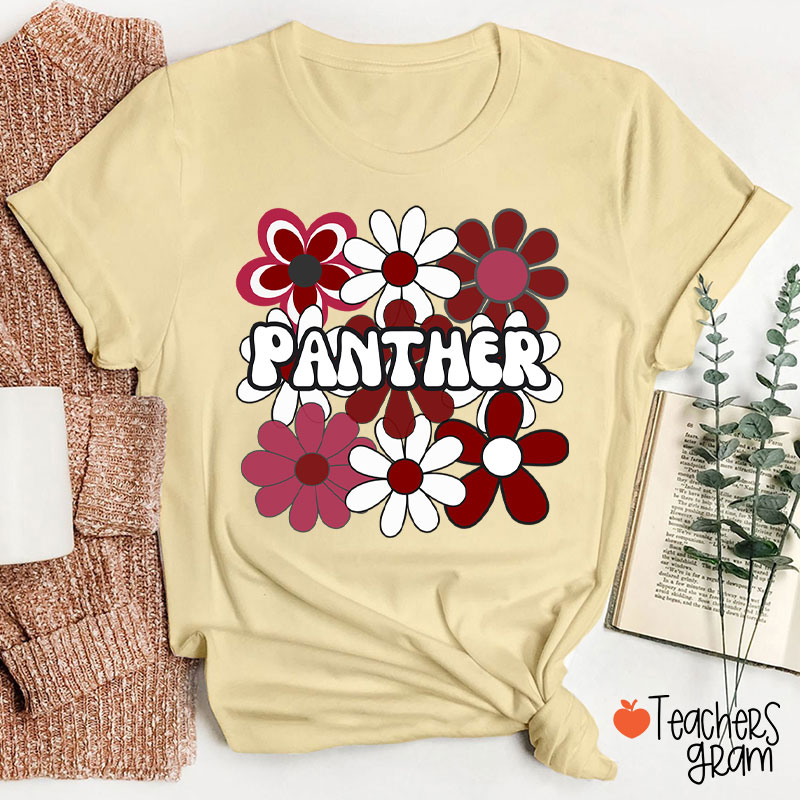 Personalized Mascot Flowers School Spirit Teacher T-Shirt