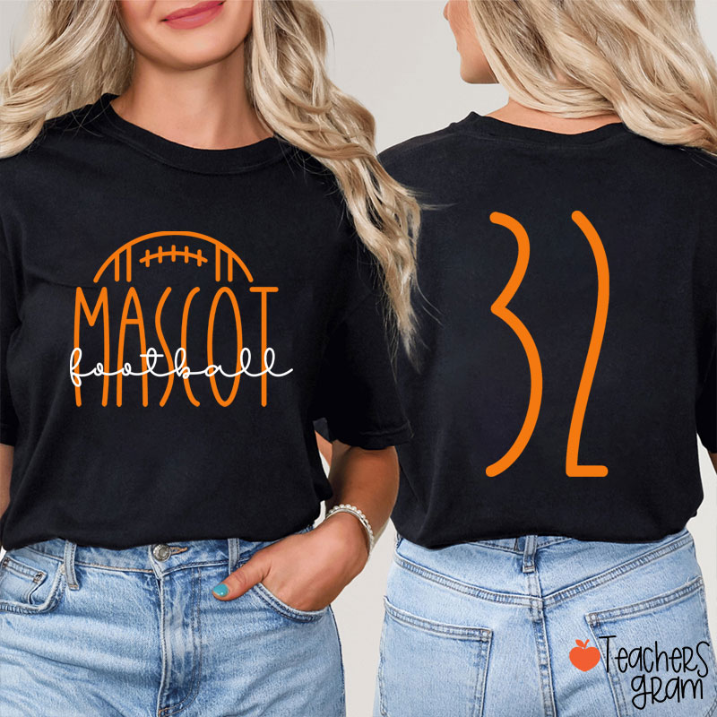 Personalized Mascot And Sport Simple Font Design Teacher Two Sided T-Shirt
