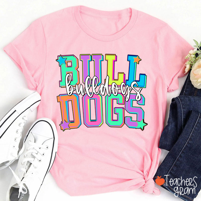 Personalized Mascot School Spirit Star Candy Color Teacher T-Shirt