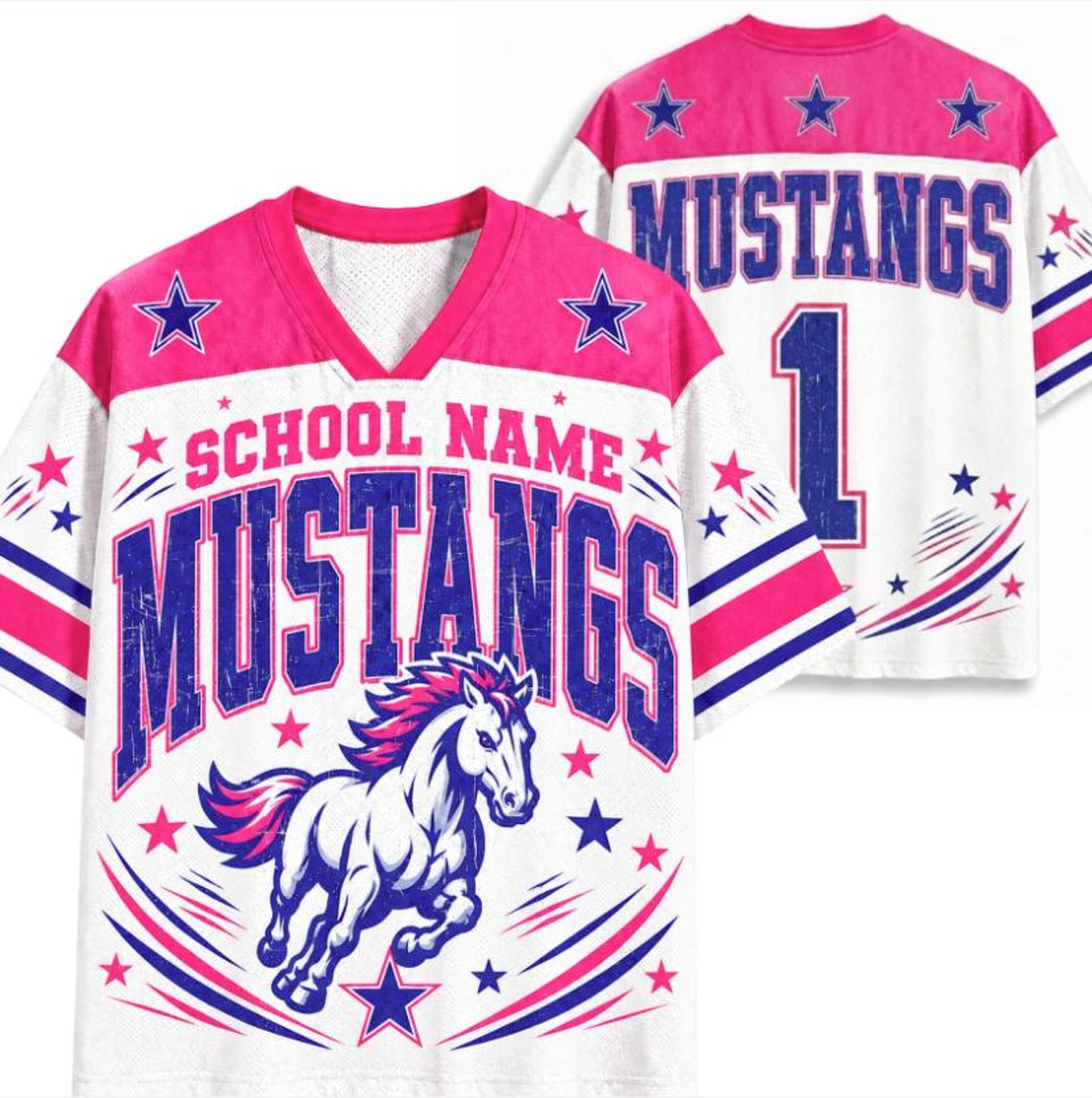 Personalized School Mascot Vintage Star Teacher Mesh Jersey